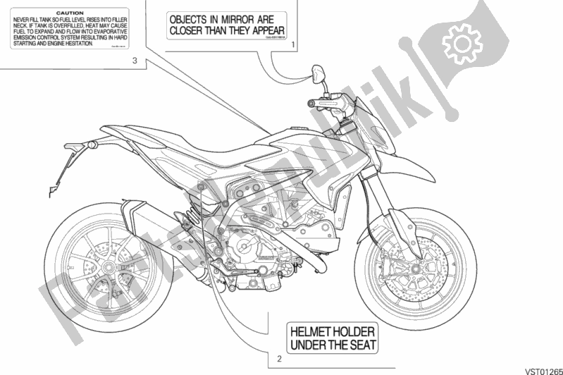 Tutte le parti per il Posizionamento Targhette del Ducati Hypermotard USA 821 2014